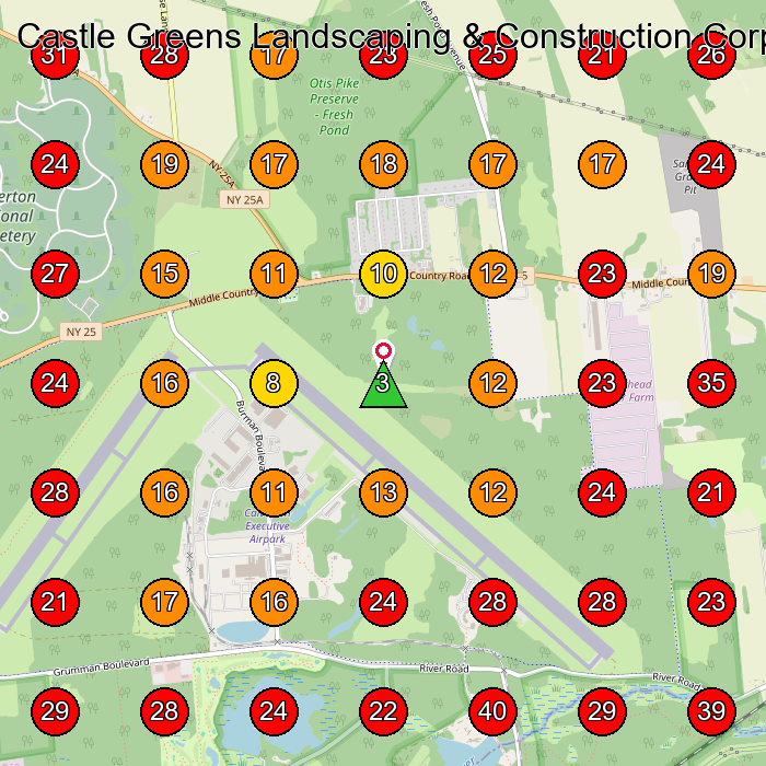 Castle Greens Landscaping & Construction Corp. GeoGrid visibility map for Masonry Contractor in None